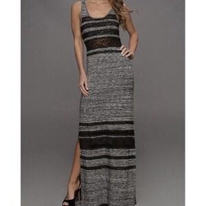 FREE PEOPLE Hazy Days Maxi Tank Dress Lace Inset Black Gray Space Dye Large